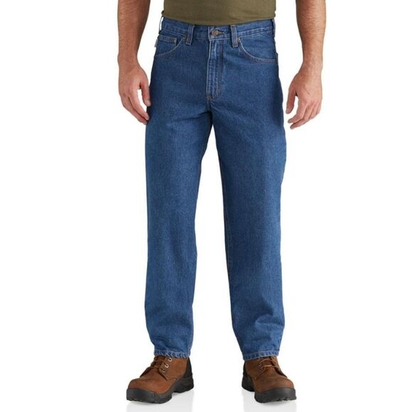 Men's Carhartt Denim Relaxed Fit Straight Leg Jeans Size 34 - Picture 1 of 5